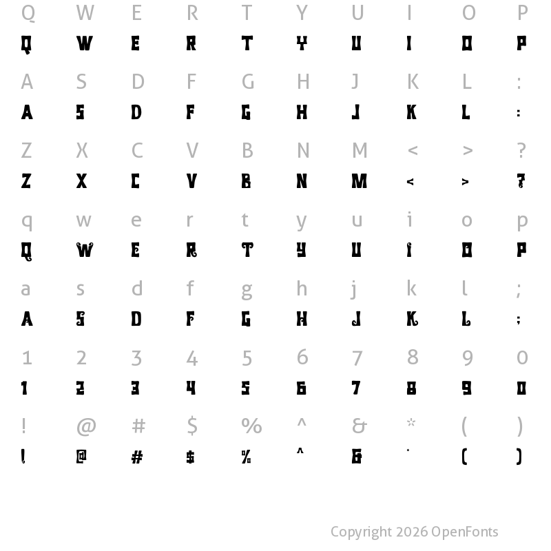 Character Map of Billow Twril Demo Regular