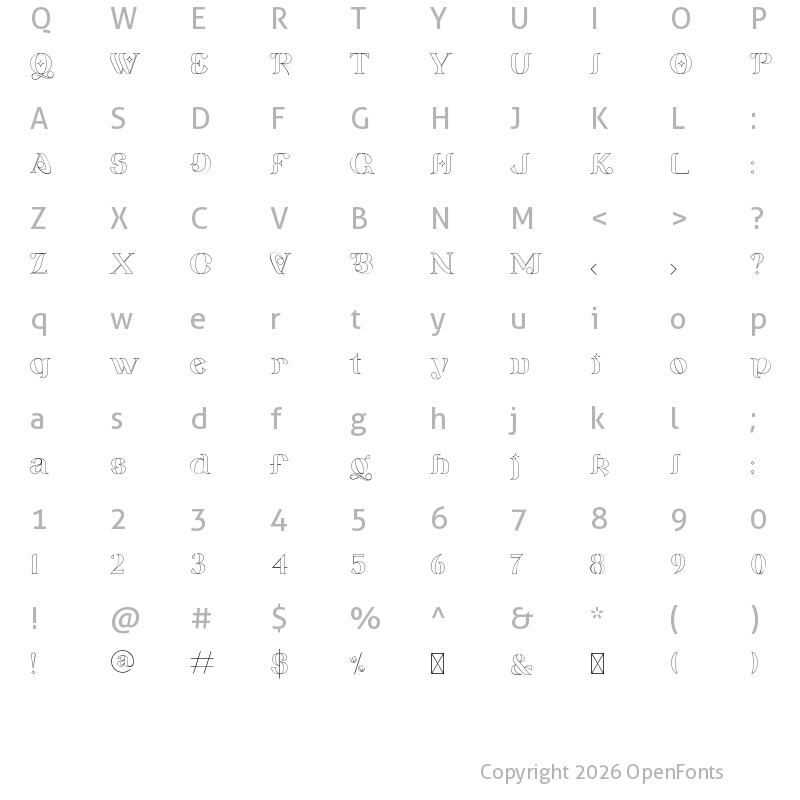 Character Map of Billqo Outline