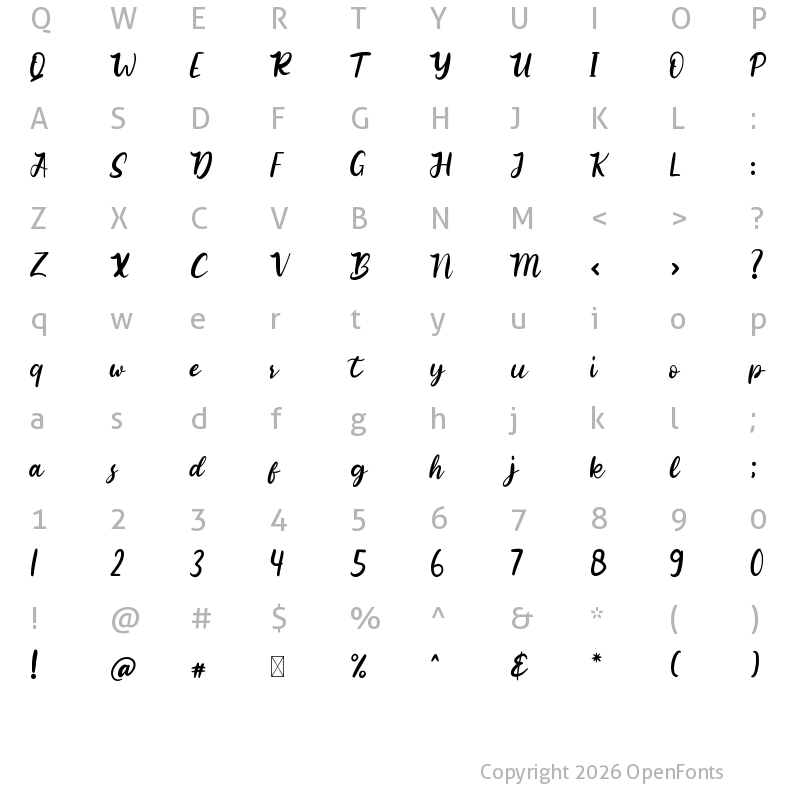 Character Map of Billyard Regular