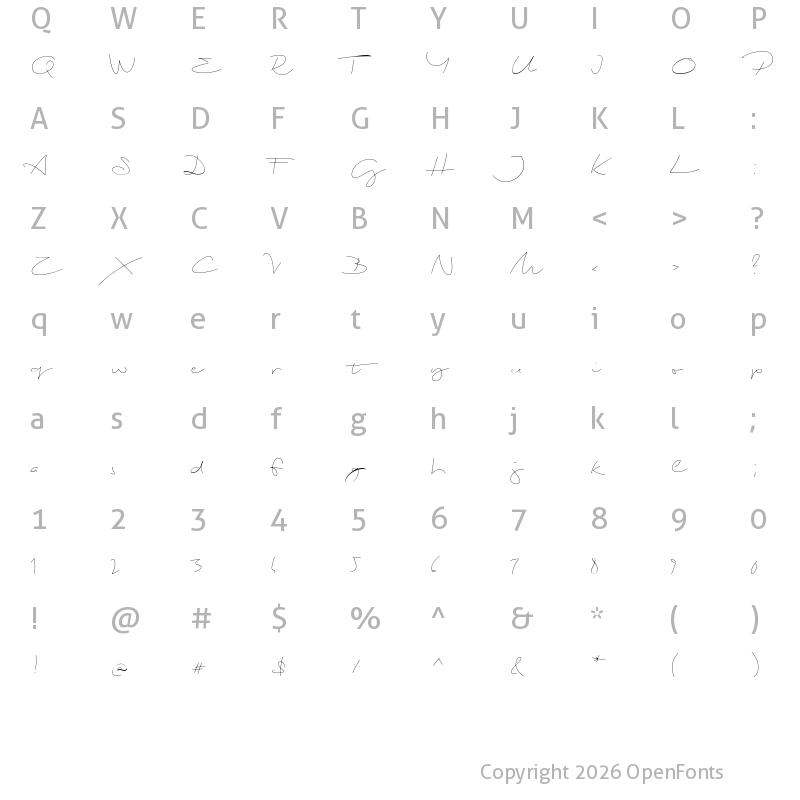 Character Map of Biloxi Thin Regular