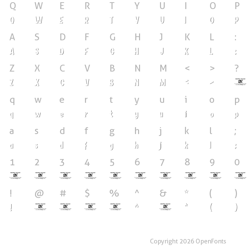 Character Map of BIMBEY Shadow Regular