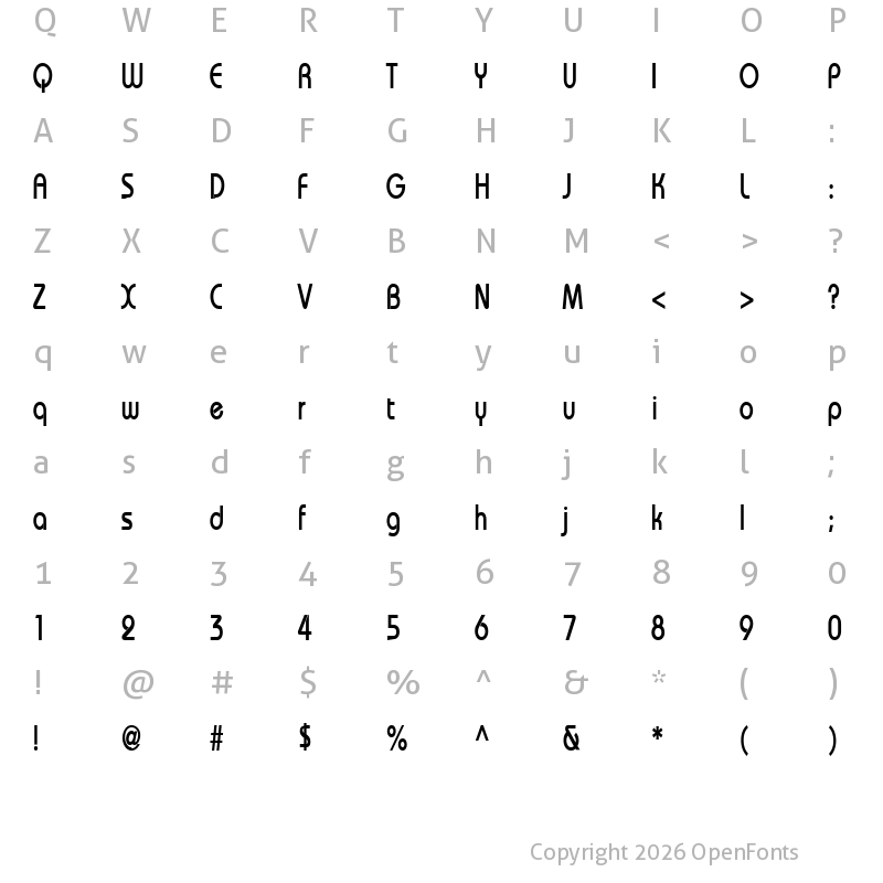 Character Map of BiminiCondensed Bold