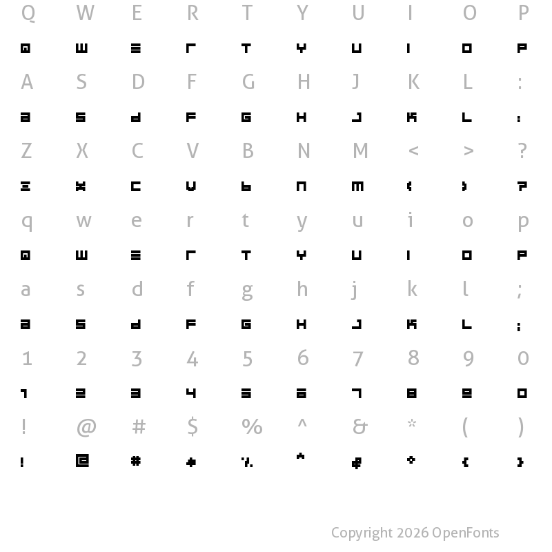 Character Map of BIN Bold Regular