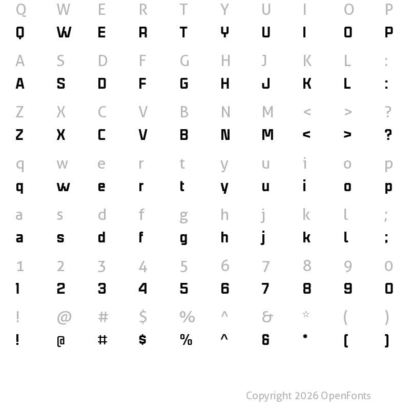 Character Map of Binaria Black Regular