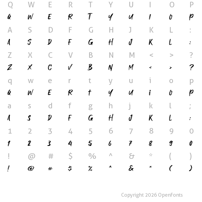 Character Map of Binjay Regular
