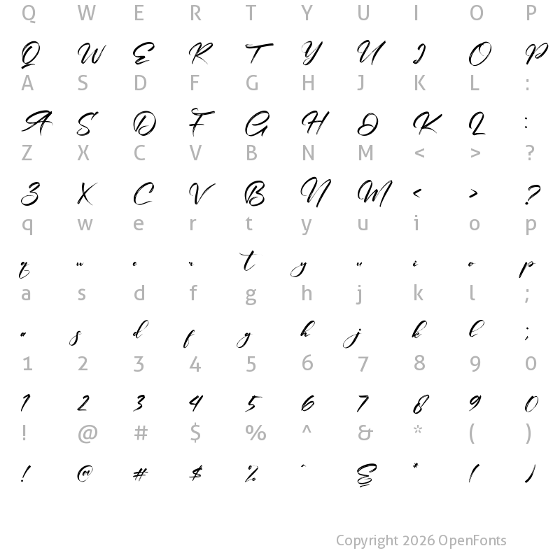 Character Map of Bintang Signature Regular