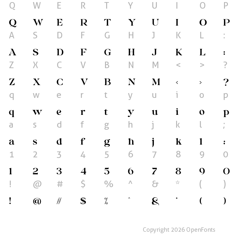 Character Map of Binter Display Font Regular