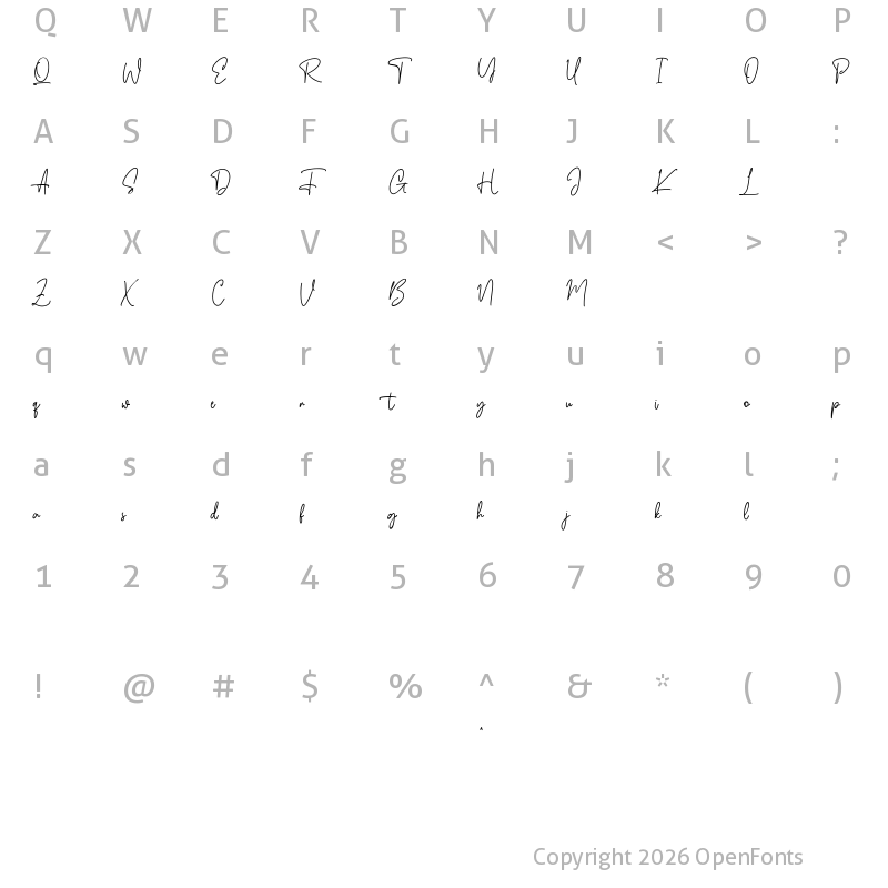 Character Map of Binthrots Free Regular