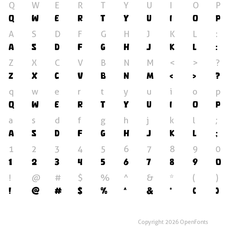 Character Map of Biocats Regular