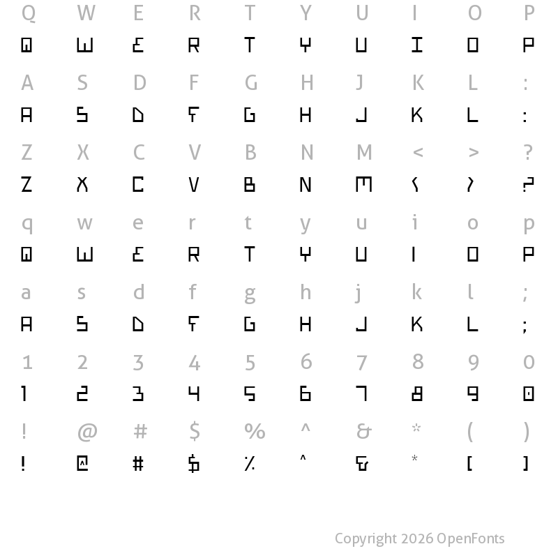 Character Map of Bionic Type Light Light