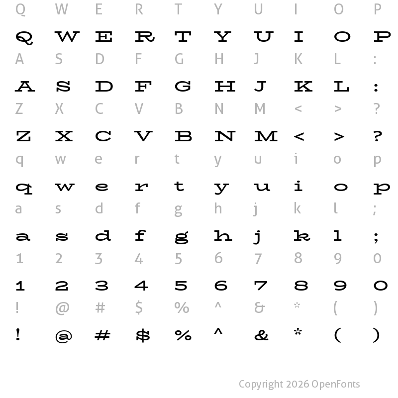 Character Map of BioRhyme Expanded Bold