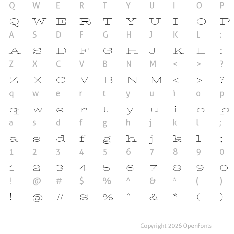 Character Map of BioRhyme Expanded ExtraLight