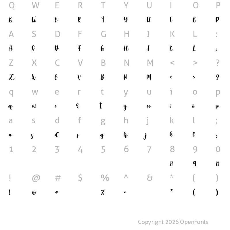 Character Map of Birama Regular
