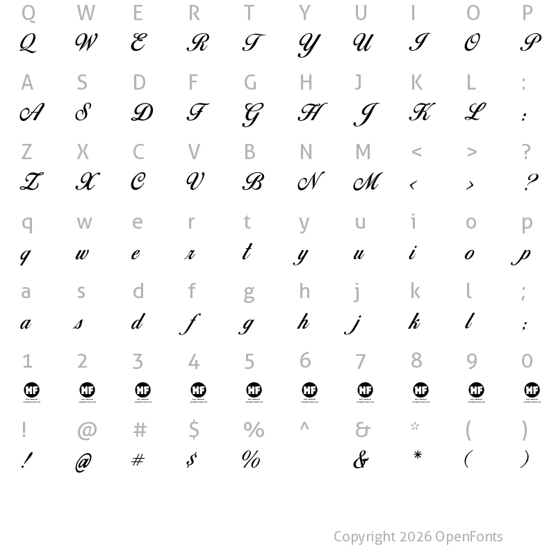 Character Map of Birds of Paradise  Personal use Regular