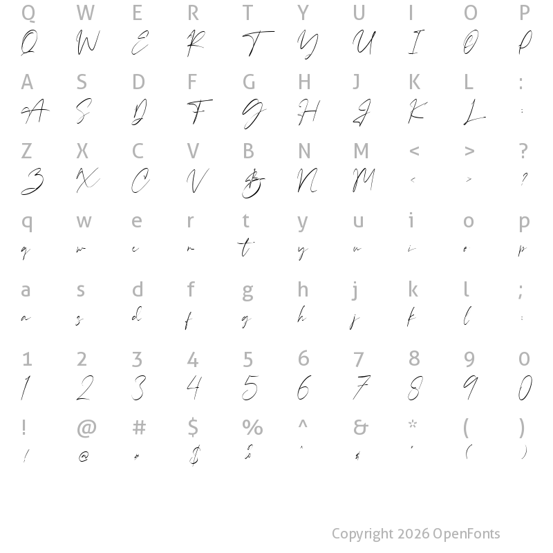 Character Map of Birdsong Regular