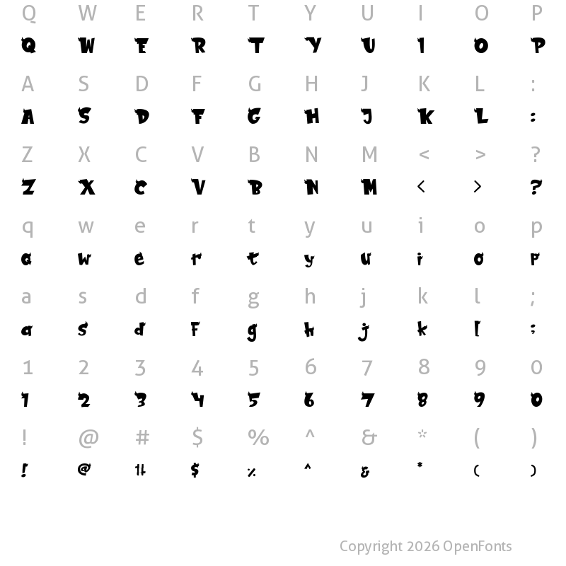 Character Map of BIRDTHOPIA Regular
