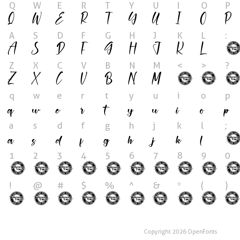 Character Map of Birthday Memory Demo Regular