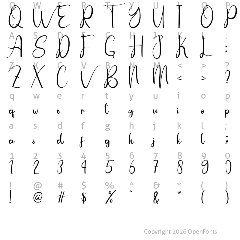 Character Map of Birthday Signature Regular