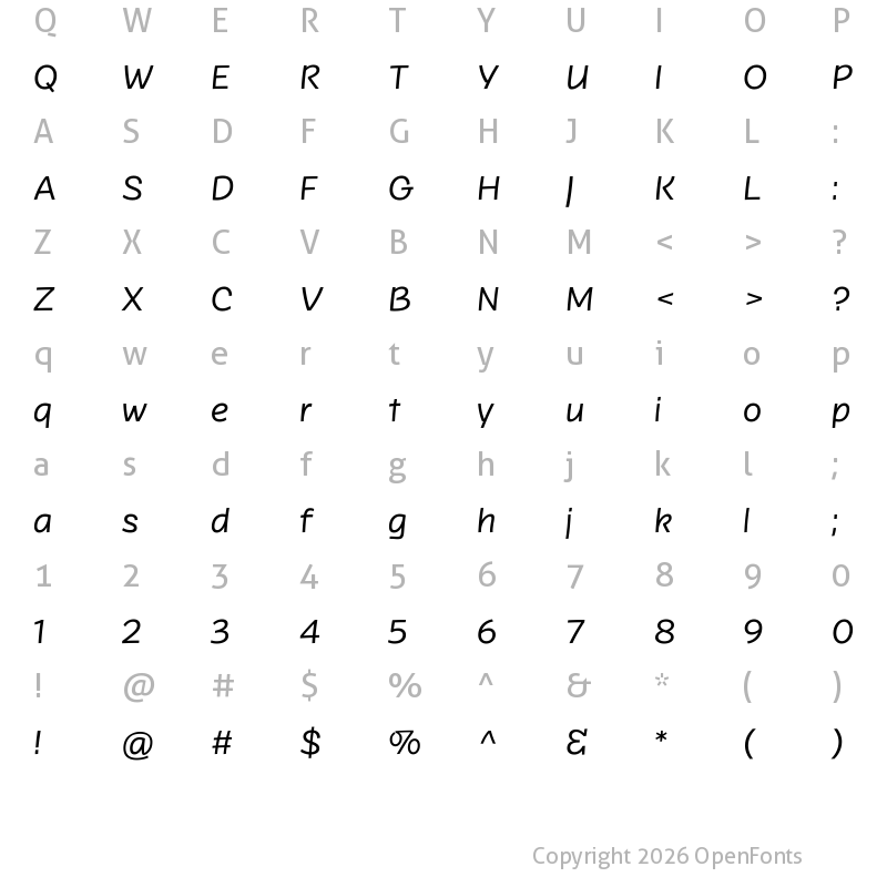 Character Map of Bisbee VF Regular