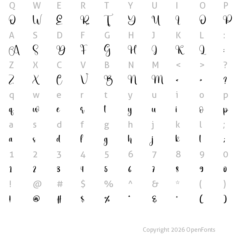 Character Map of Bisney Regular