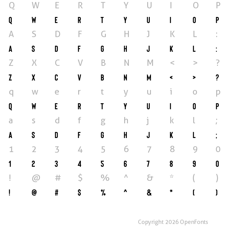 Character Map of Bison Bold