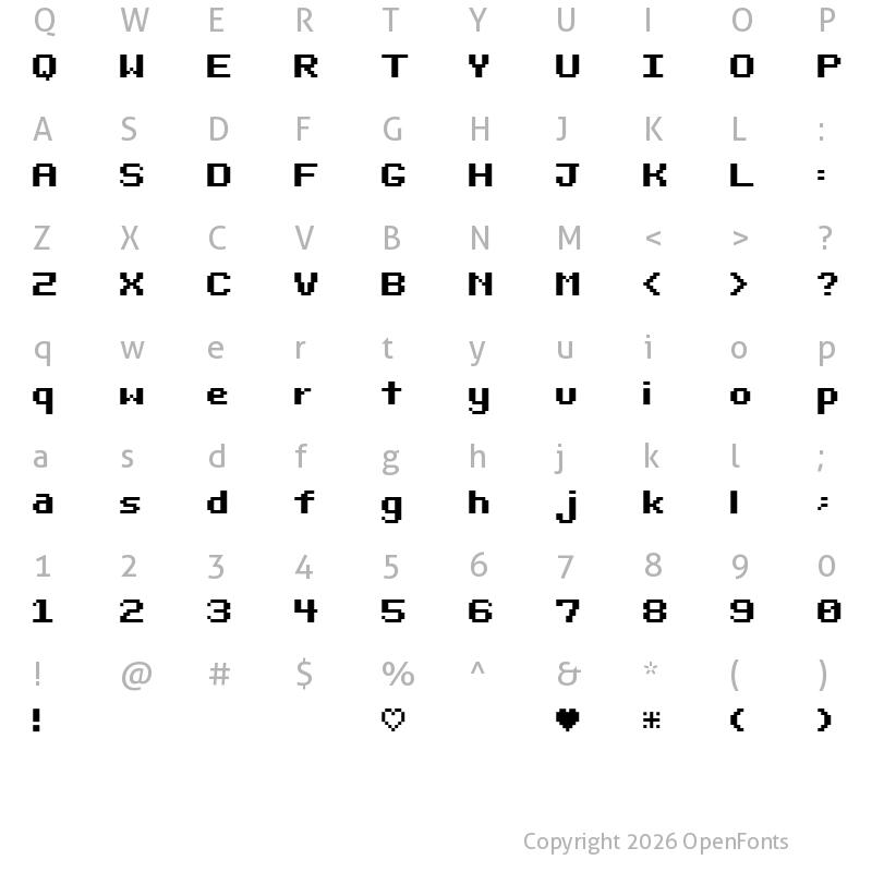 Character Map of Bit Darling10 (sRB) Regular