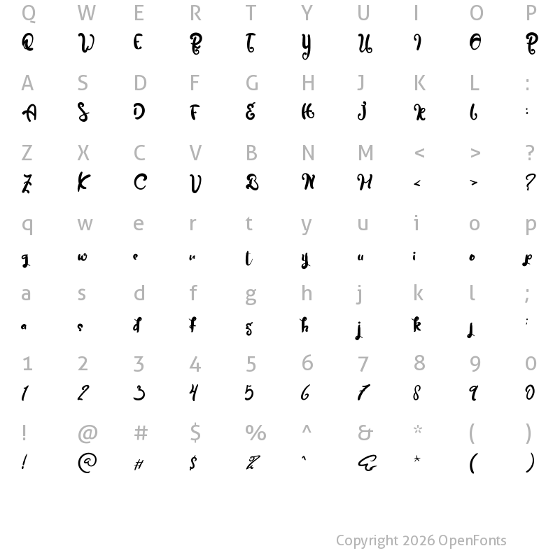 Character Map of Bite Coffee Regular