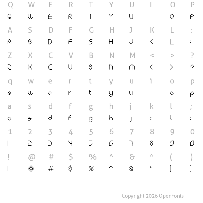 Character Map of Bite of Crab Regular