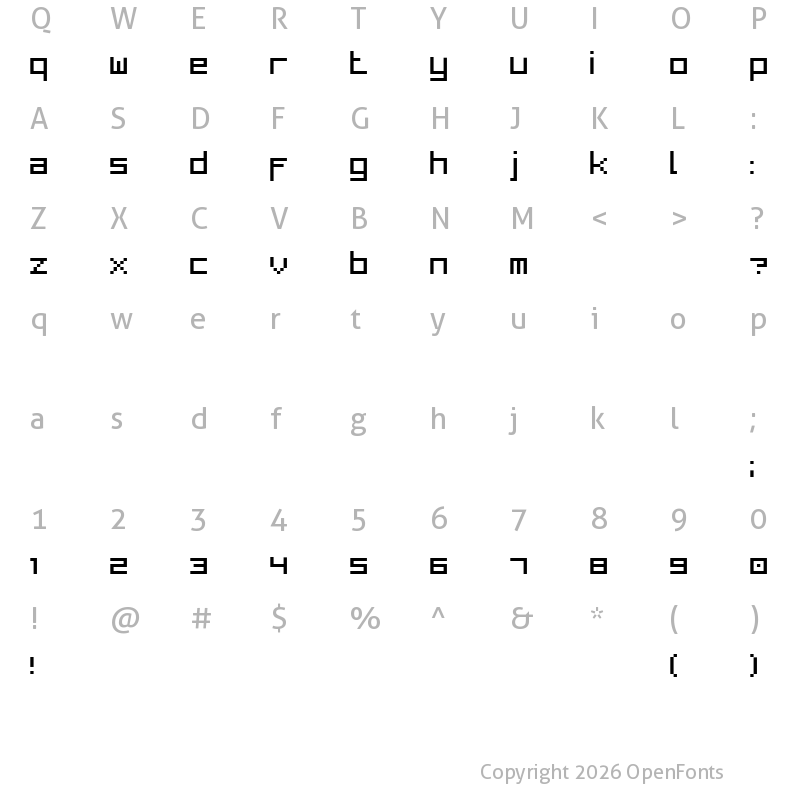 Character Map of BitLow Regular 7pts