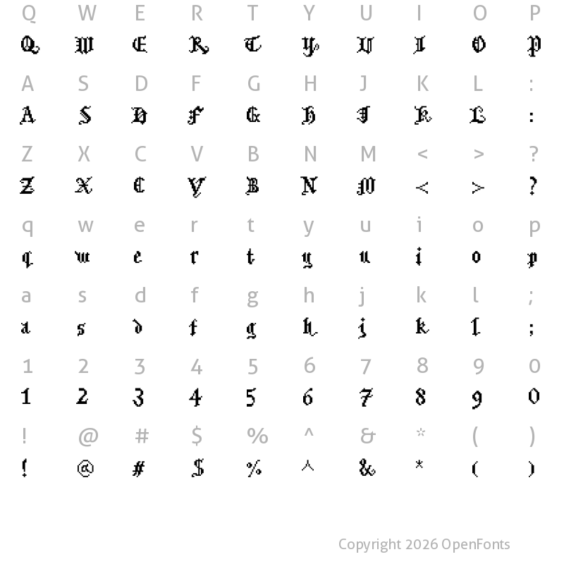 Character Map of Bitmgothic Medium