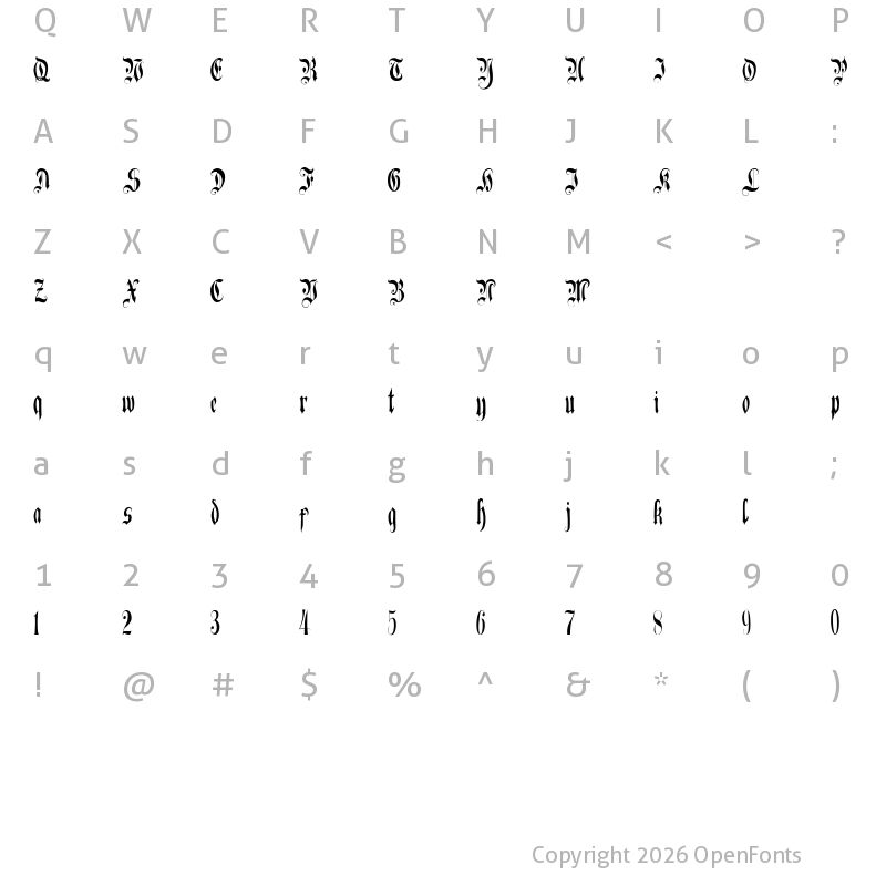 Character Map of BitterSweet BitterSweet
