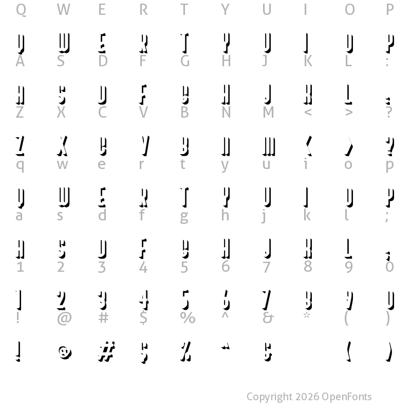 Character Map of Bivoac Drop Shadow