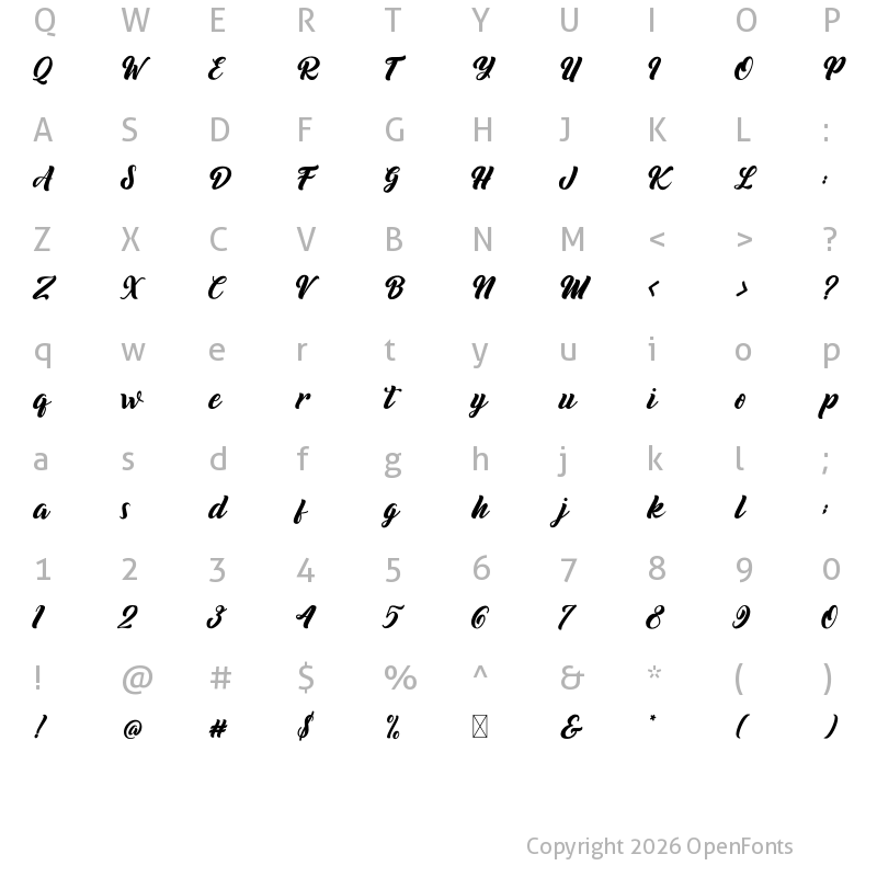 Character Map of Biyonella Regular