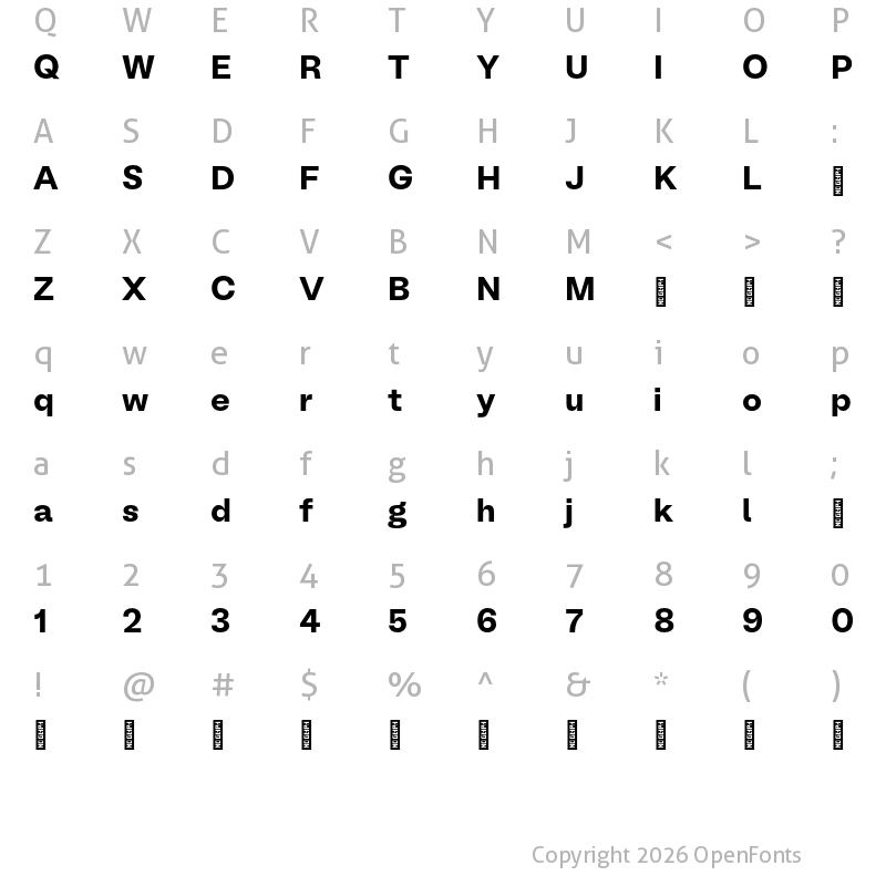 Character Map of BL Melody Bold