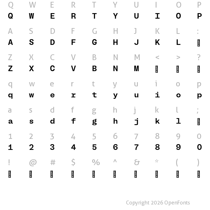 Character Map of BL Melody Mono SemiBold