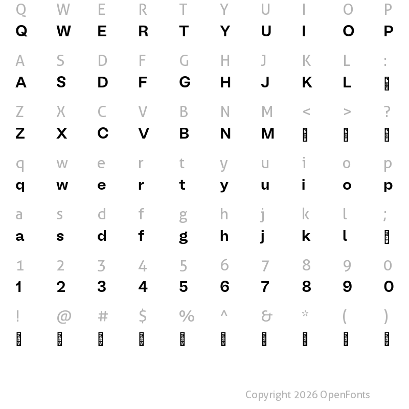 Character Map of BL Melody SemiBold