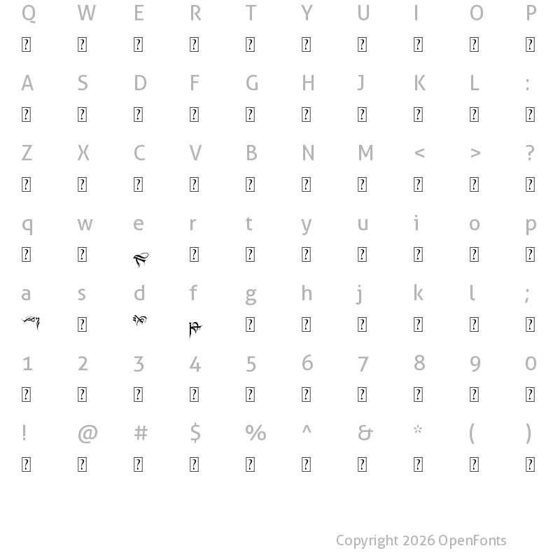Character Map of Black Blood Ornament Regular