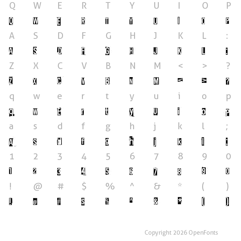Character Map of Black clouds, white sky Regular