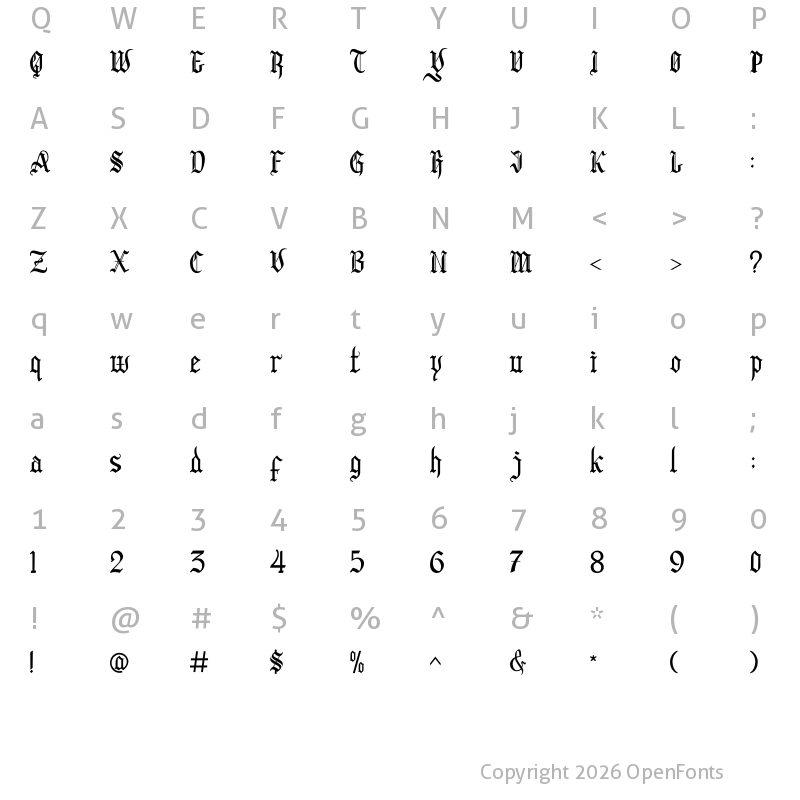 Character Map of Black Clover Font Regular