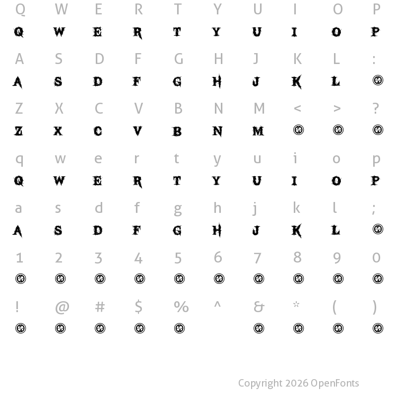 Character Map of Black Dahlia Regular