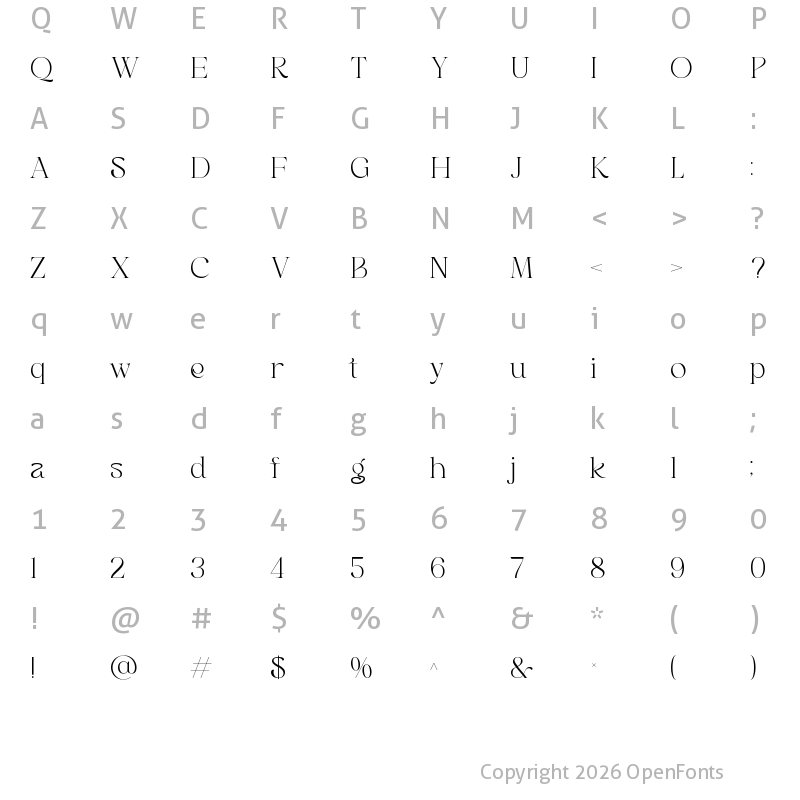 Character Map of Black Delights Regular