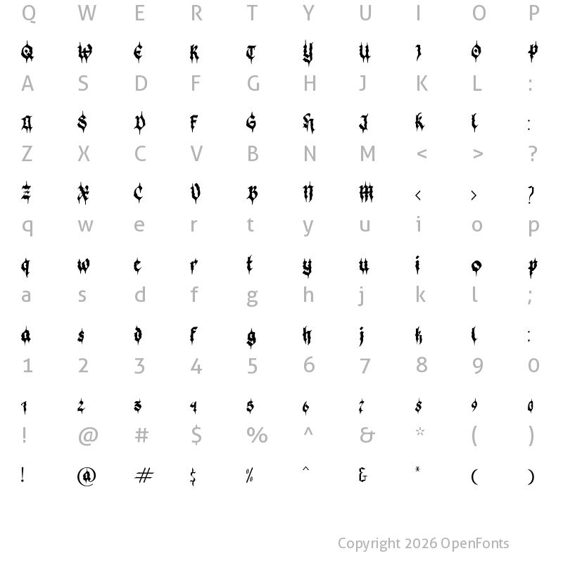 Character Map of Black Demon Regular