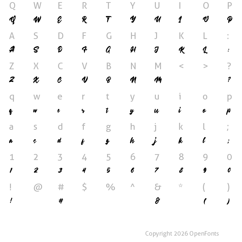 Character Map of Black Diamond Regular