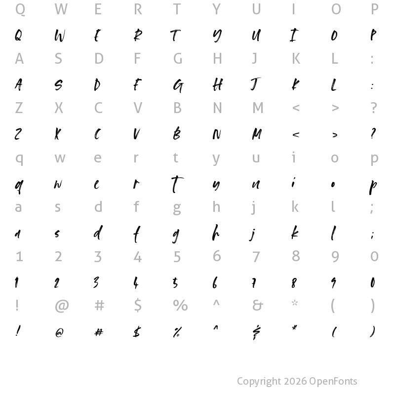 Character Map of Black Dragon Script