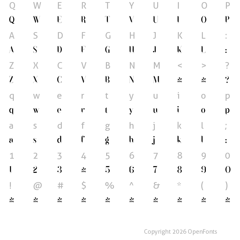 Character Map of Black Goose Cut