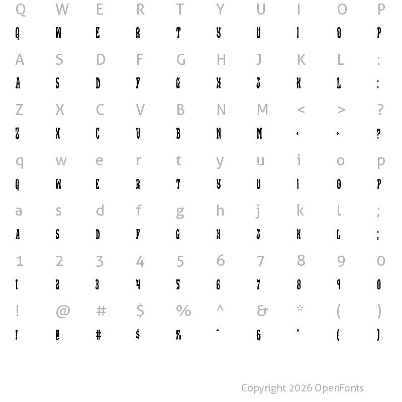 Character Map of Black Gunk Condensed Condensed