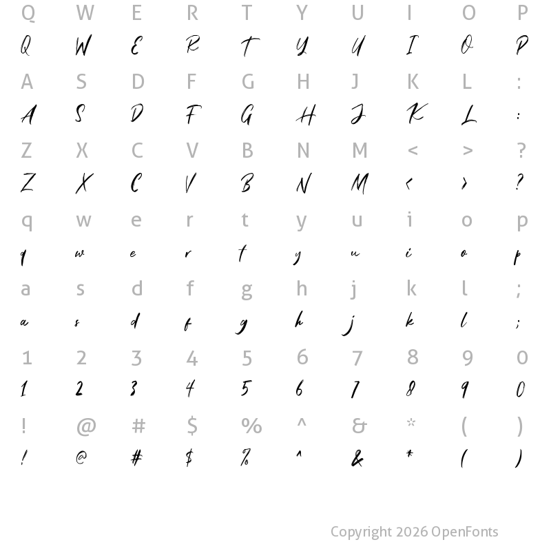 Character Map of Black Mountage Regular