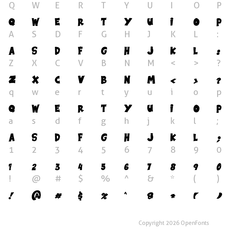 Character Map of Black Note Regular