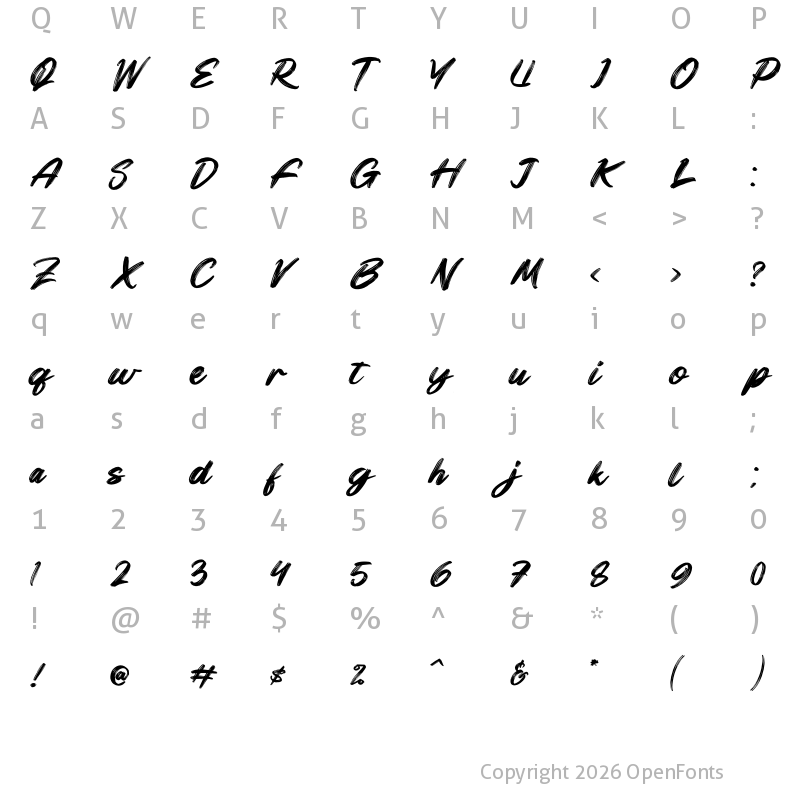 Character Map of Black Raint Regular