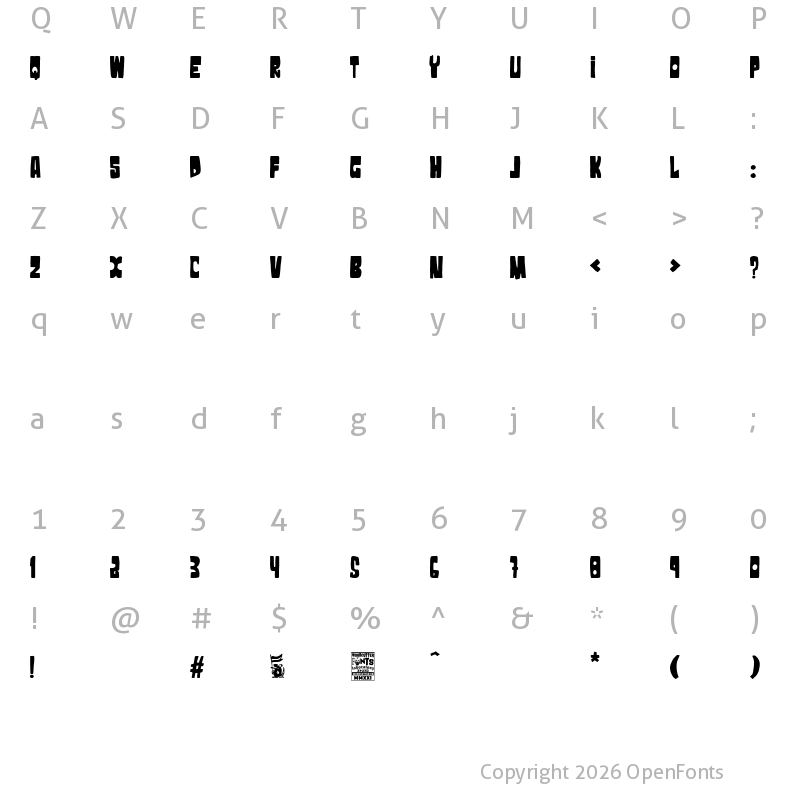 Character Map of Black Rat Institute Regular